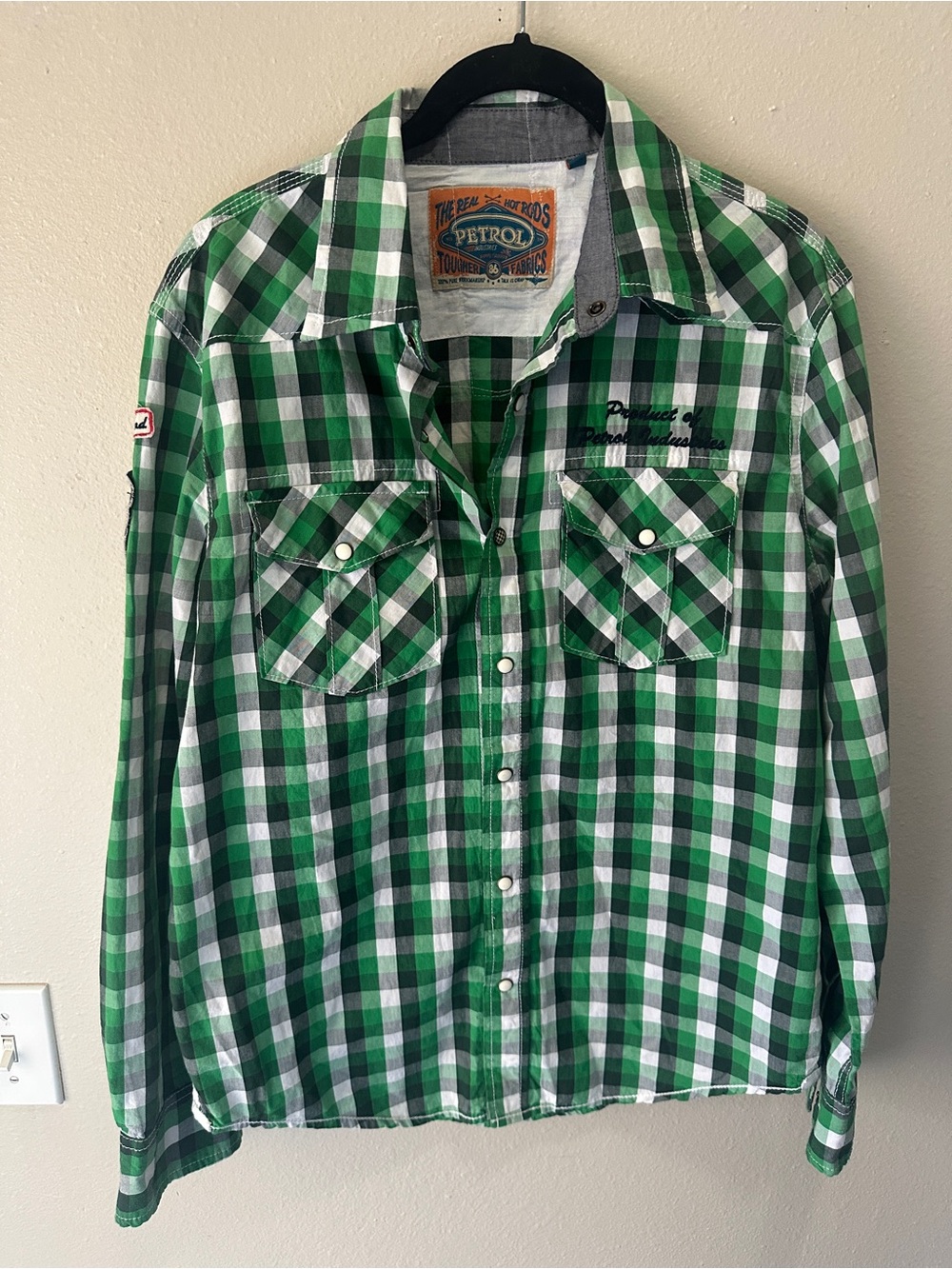 Petrol Industries Green Plaid Casual Button-Down Shirt
